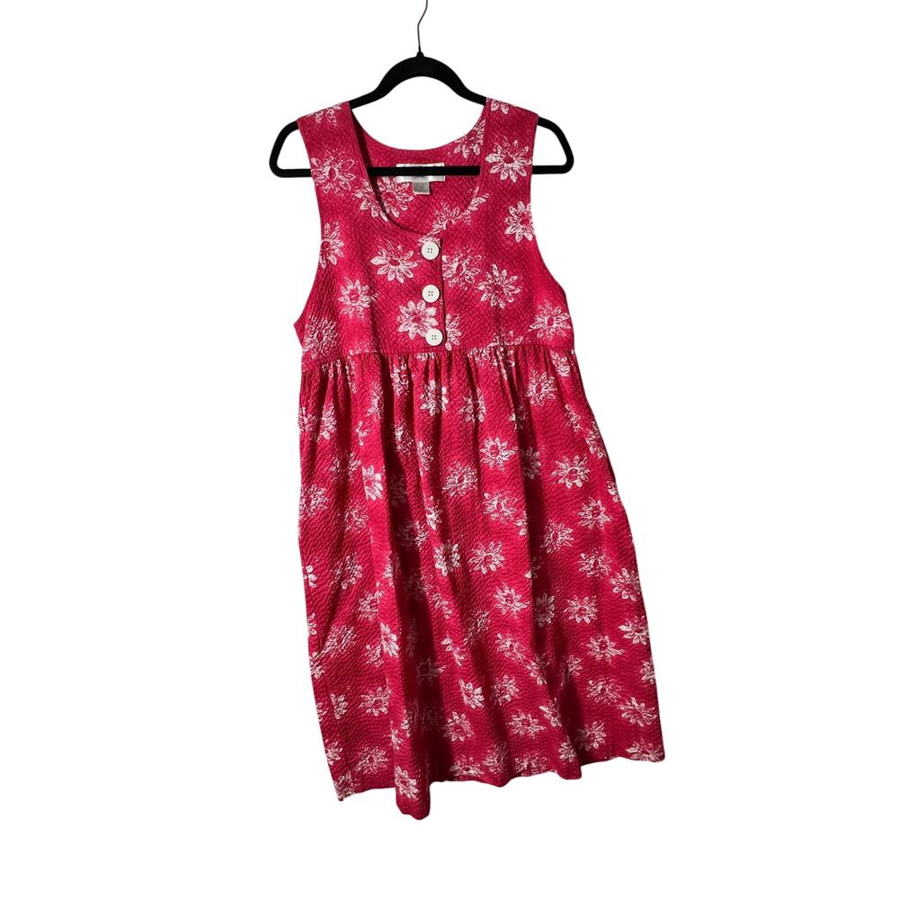 ALL WEEK LONG Womens Petite 6 Pink Floral Cotton Sleeveless Midi Dress Pockets